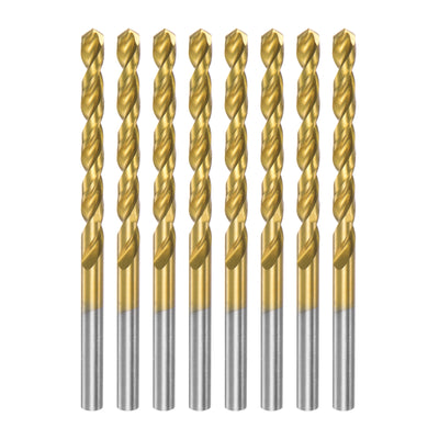 Harfington Uxcell High Speed Steel Twist Drill Bit 4.9mm Fully Ground Titanium Coated 8 Pcs