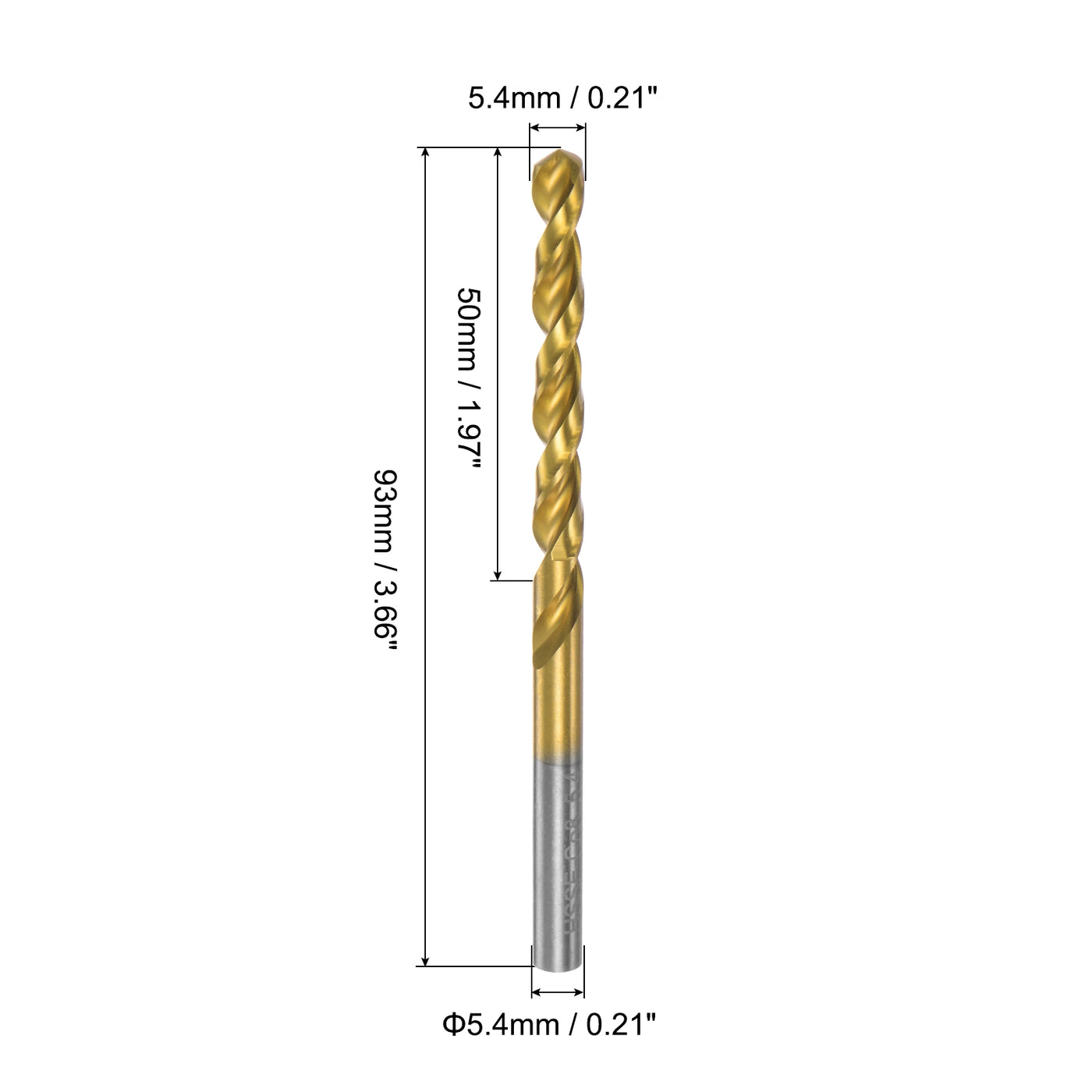 uxcell Uxcell Hochgeschwindigkeitsstahl Gerade Schaft Spiralbohrer Vollständig Geschliffen Titanbeschichtet 5,4 mm Bohrdurchmesser 34 mm Gesamtlänge 12 mm Bohrerlänge 4 Stück