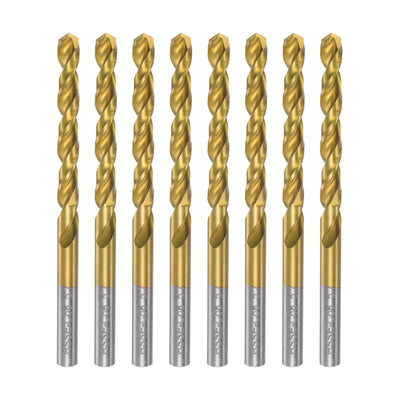 Harfington Uxcell High Speed Steel Twist Drill Bit 5.7mm Fully Ground Titanium Coated 8 Pcs