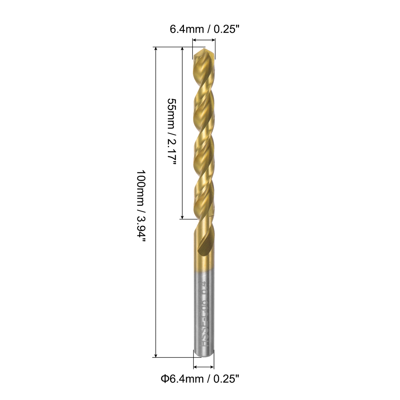 uxcell Uxcell High Speed Steel Twist Drill Bit 6.4mm Fully Ground Titanium Coated 4 Pcs