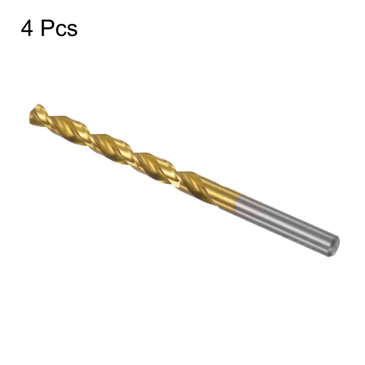 uxcell Uxcell High Speed Steel Twist Drill Bit 6.4mm Fully Ground Titanium Coated 4 Pcs