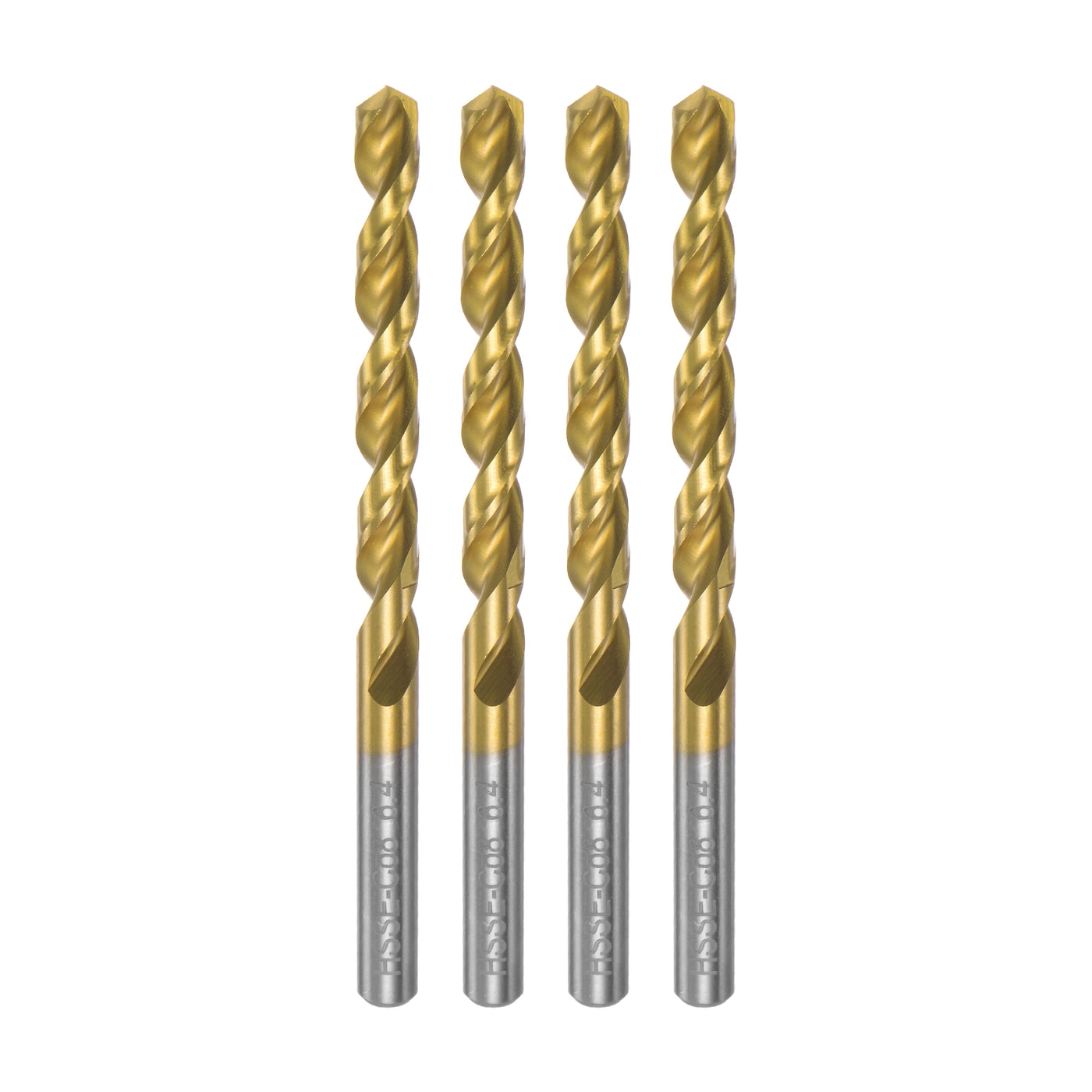 uxcell Uxcell High Speed Steel Twist Drill Bit 6.4mm Fully Ground Titanium Coated 4 Pcs