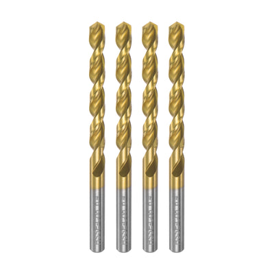 Harfington Uxcell High Speed Steel Twist Drill Bit 6.4mm Fully Ground Titanium Coated 4 Pcs