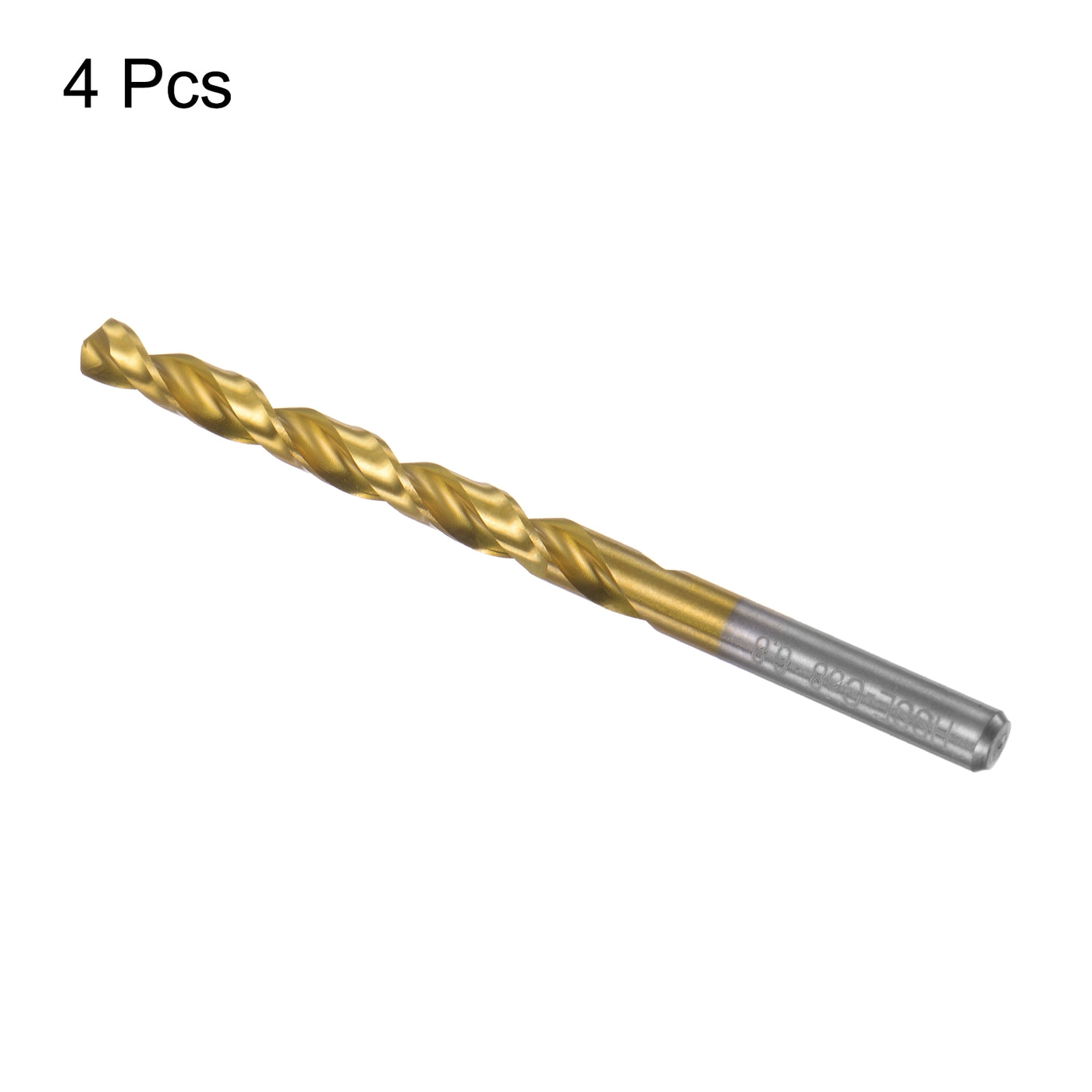 uxcell Uxcell High Speed Steel Twist Drill Bit 6.8mm Fully Ground Titanium Coated 4 Pcs