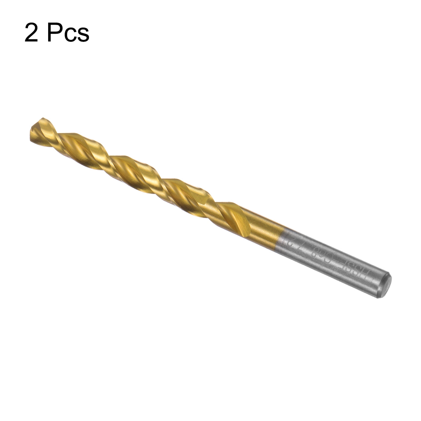 uxcell Uxcell High Speed Steel Twist Drill Bit 7.2mm Fully Ground Titanium Coated 2 Pcs