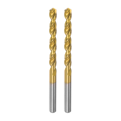 Harfington Uxcell High Speed Steel Twist Drill Bit 7.7mm Fully Ground Titanium Coated 2 Pcs