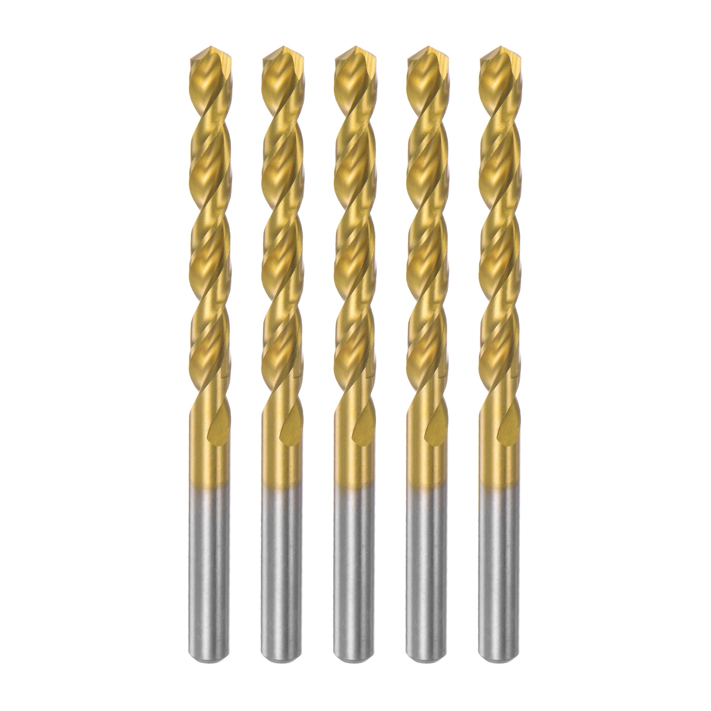 uxcell Uxcell High Speed Steel Twist Drill Bit 7.7mm Fully Ground Titanium Coated 5 Pcs