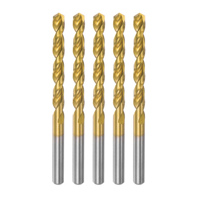 Harfington Uxcell High Speed Steel Twist Drill Bit 7.7mm Fully Ground Titanium Coated 5 Pcs