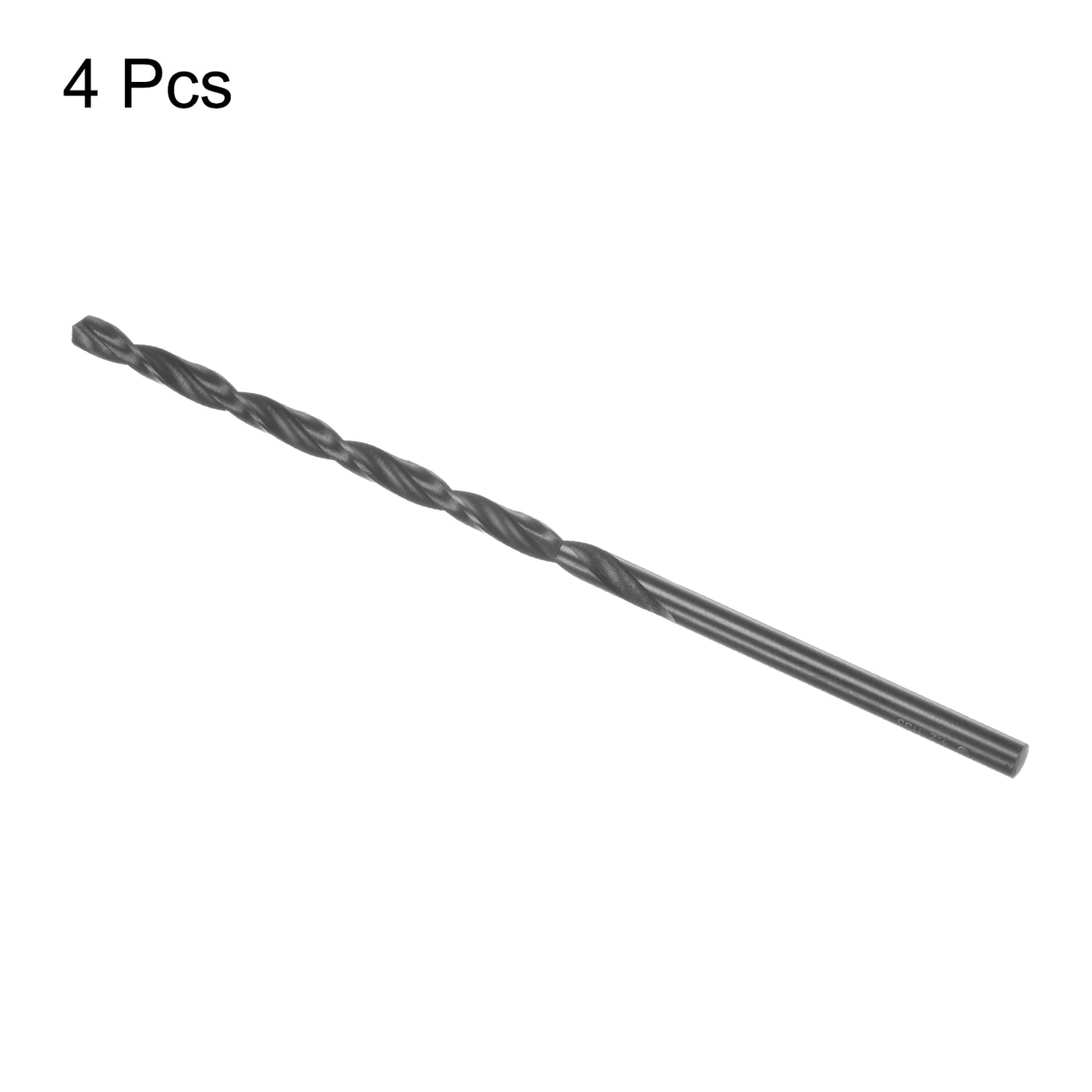 uxcell Uxcell High Speed Steel Lengthen Twist Drill Bit 4.2mm Black Oxide Round Shank 4Pcs