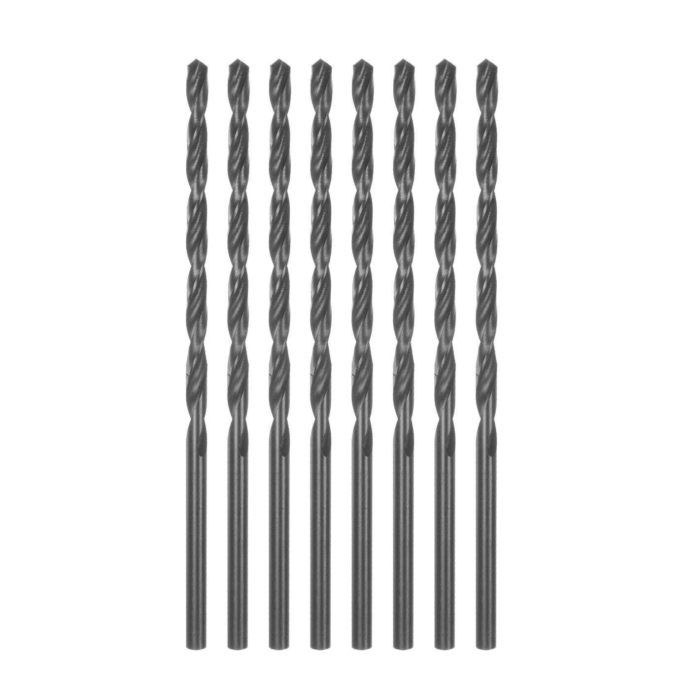 uxcell Uxcell High Speed Steel Lengthen Twist Drill Bit 4.5mm Black Oxide Round Shank 8Pcs