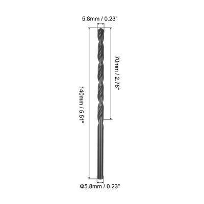 Harfington Uxcell Hochgeschwindigkeitsstahl Verlängerter gerader Schaft Spiralbohrer Vollständig geschliffen Schwarzoxid 5,8 mm Bohrdurchmesser 85 mm Gesamtlänge 55 mm  4 Stück