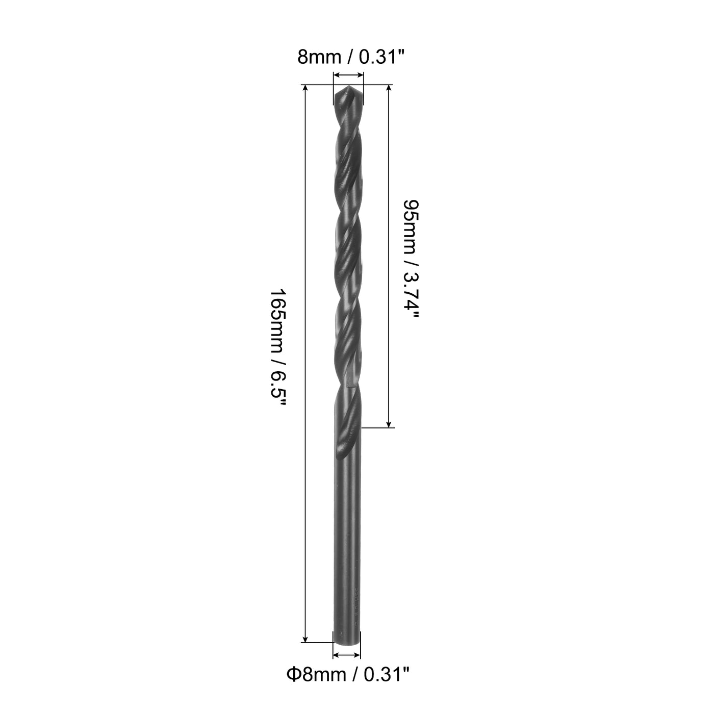 uxcell Uxcell High Speed Steel Lengthen Twist Drill Bit 8mm Black Oxide Round Shank 3Pcs