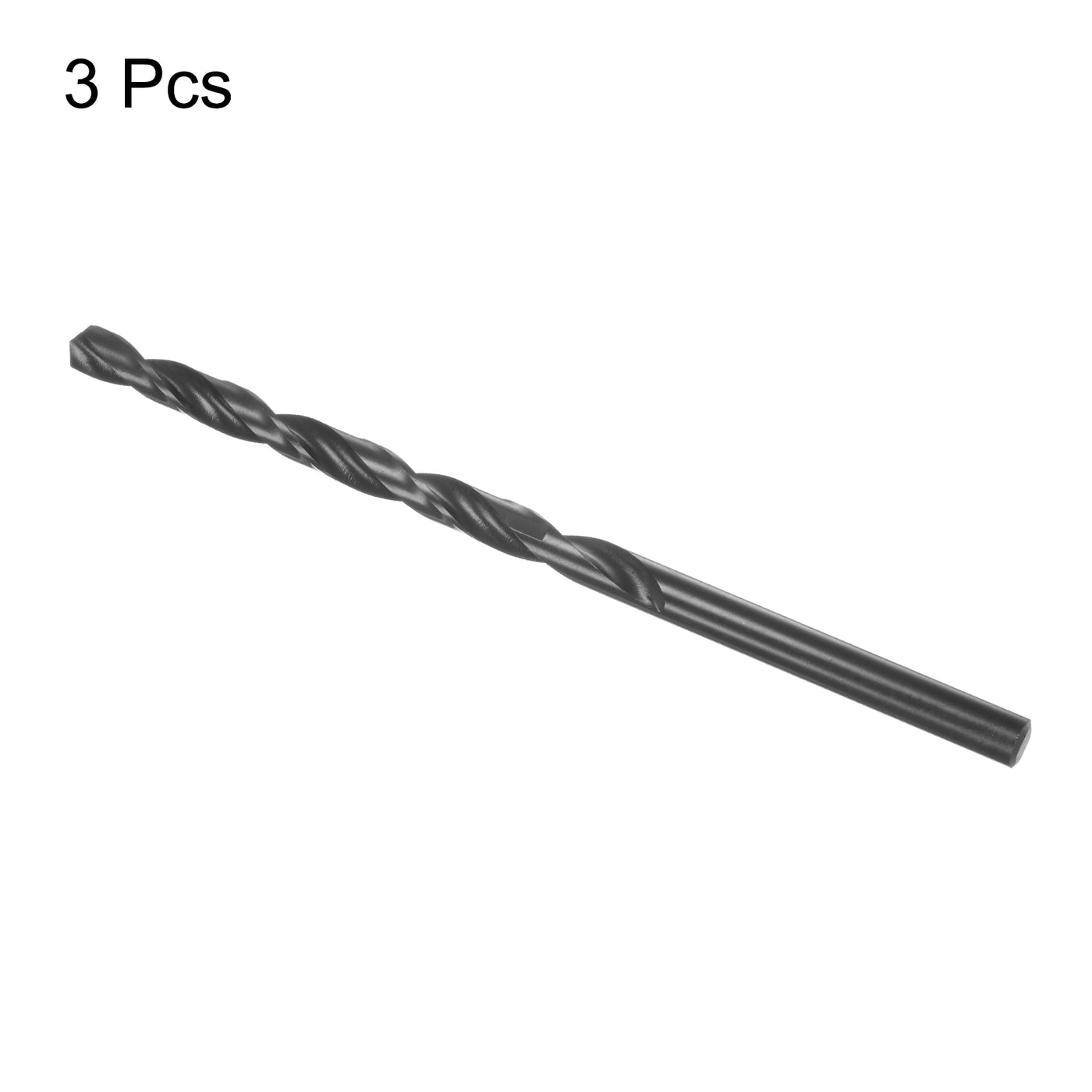 uxcell Uxcell High Speed Steel Lengthen Twist Drill Bit 8mm Black Oxide Round Shank 3Pcs