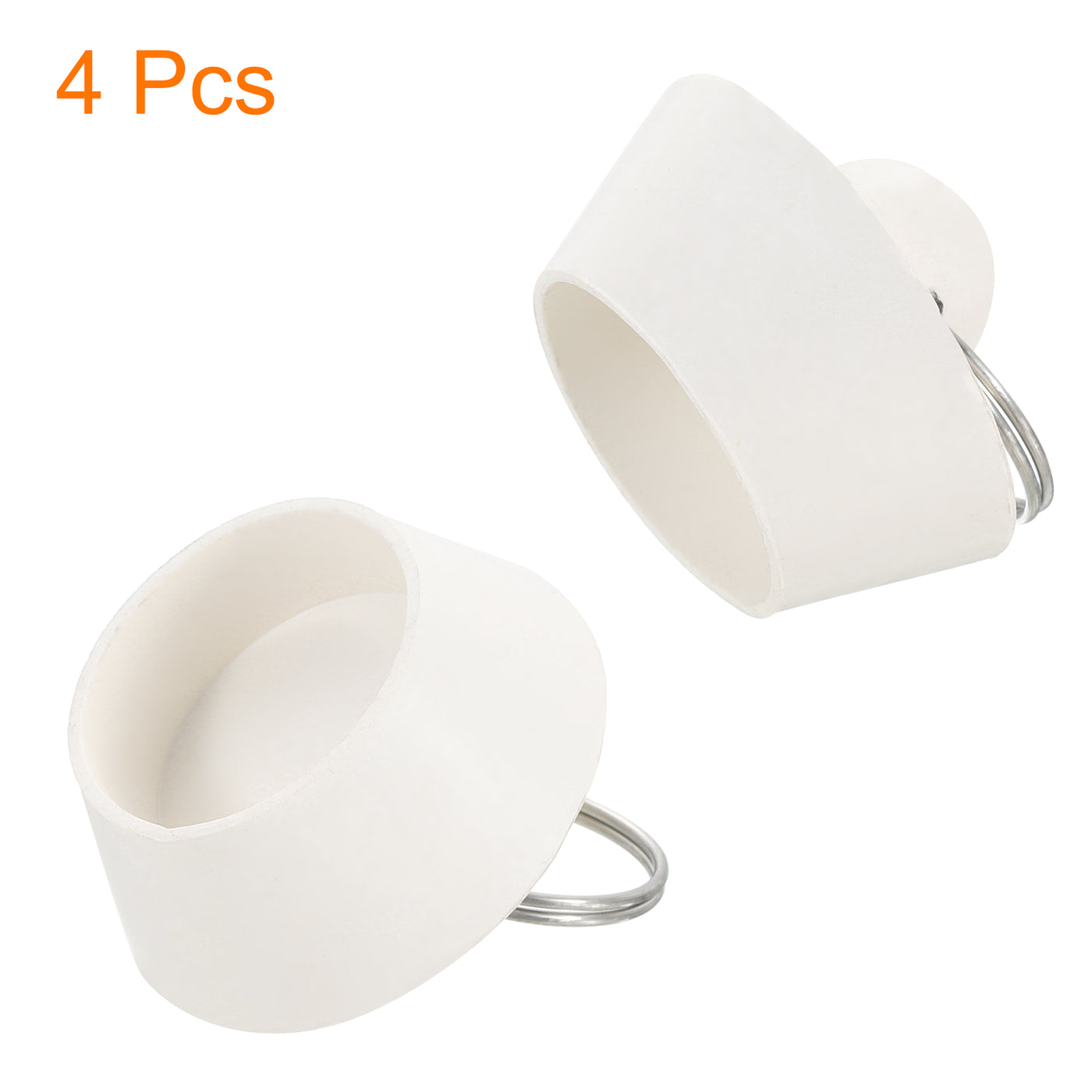 uxcell Uxcell 4pcs Rubber Drain Stopper with Hanging Ring Fits 1 Inch to 1-3/8 Inch, White