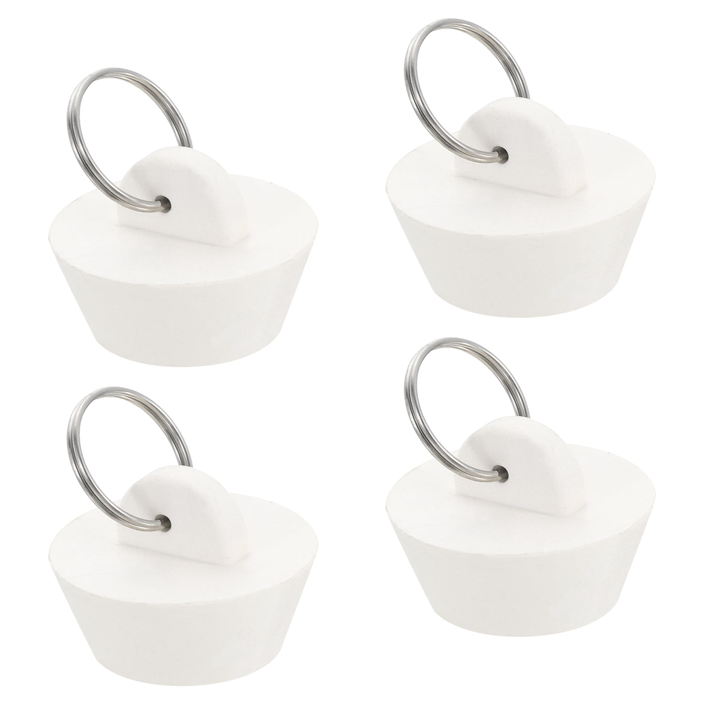 uxcell Uxcell 4pcs Rubber Drain Stopper with Hanging Ring Fits 1 Inch to 1-3/8 Inch, White