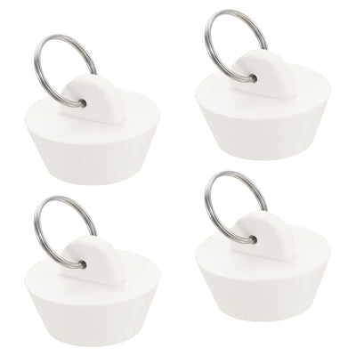 Harfington Uxcell 4pcs Rubber Drain Stopper with Hanging Ring Fits 1 Inch to 1-3/8 Inch, White