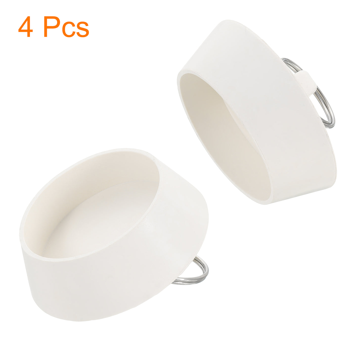 uxcell Uxcell 4pcs Rubber Drain Stopper with Hanging Ring Fits 1-1/2 Inch to 1-3/4 Inch, White