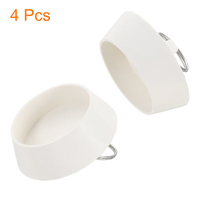 Harfington Uxcell 4pcs Rubber Drain Stopper with Hanging Ring Fits 1-1/2 Inch to 1-3/4 Inch, White