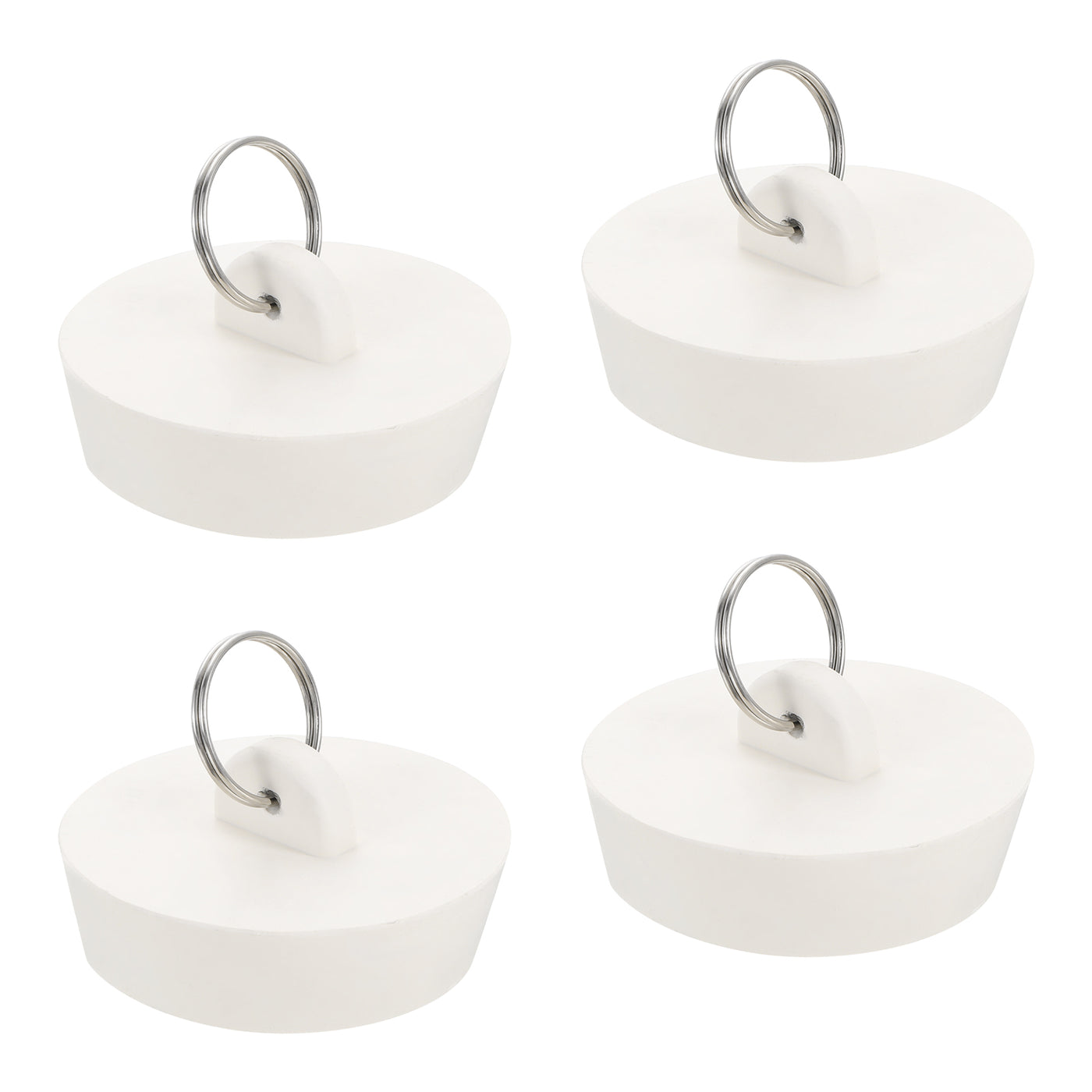 uxcell Uxcell 4pcs Rubber Drain Stopper with Hanging Ring Fits 1-3/4 Inch to 28 Inch, White