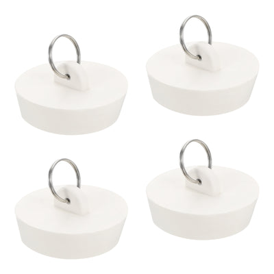 Harfington Uxcell 4pcs Rubber Drain Stopper with Hanging Ring Fits 1-3/4 Inch to 28 Inch, White