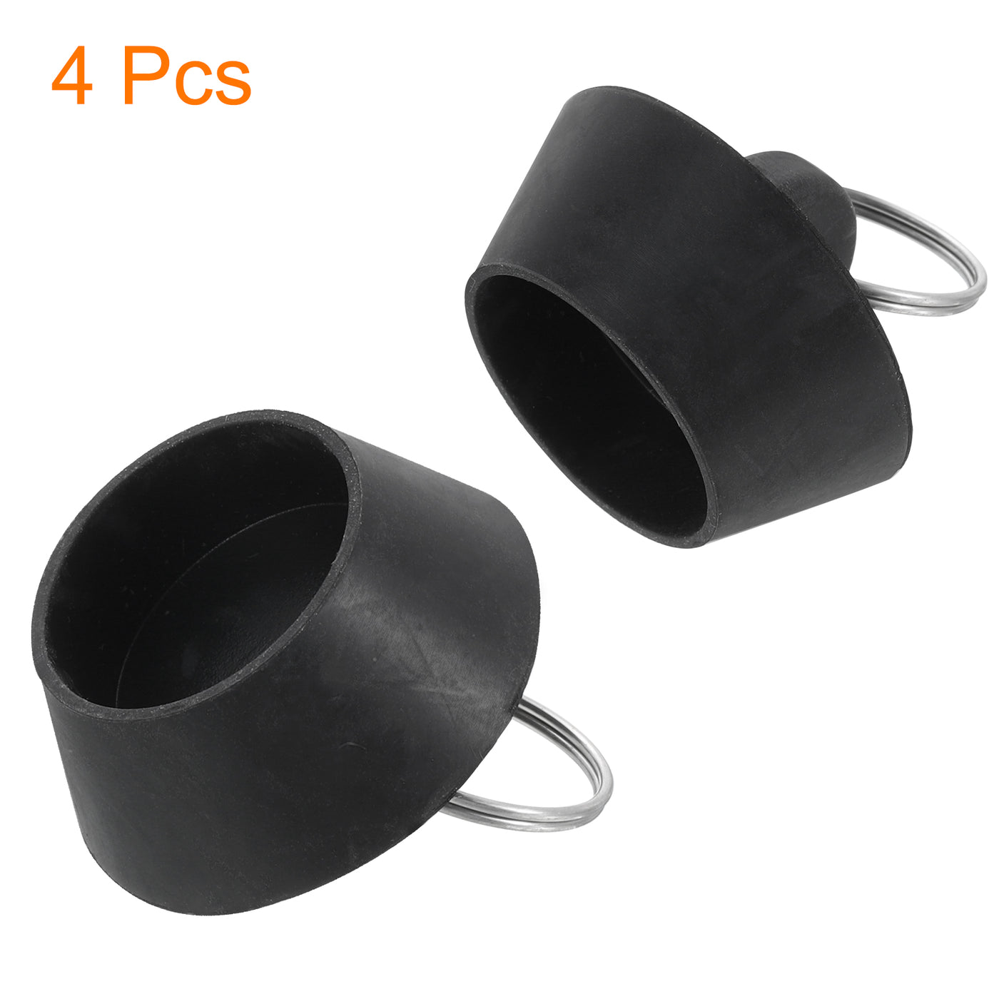 uxcell Uxcell 4pcs Rubber Drain Stopper with Hanging Ring Fits 1 Inch to 1-3/8 Inch, Black