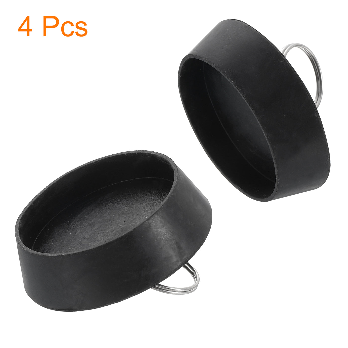 uxcell Uxcell 4pcs Rubber Drain Stopper with Hanging Ring Fits 1-3/4 Inch to 28 Inch, Black