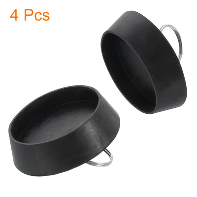 Harfington Uxcell 4pcs Rubber Drain Stopper with Hanging Ring Fits 1-3/4 Inch to 28 Inch, Black