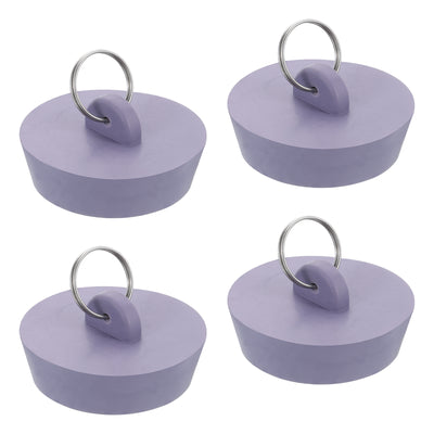 Harfington Uxcell 4pcs Rubber Drain Stopper with Hanging Ring Fits 1-3/4 Inch to 2 Inch, Grey