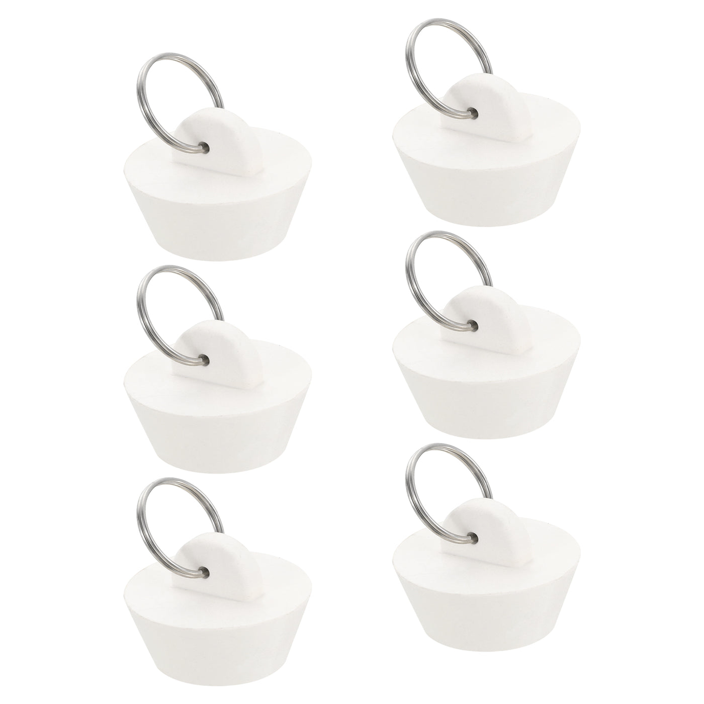 uxcell Uxcell 6pcs Rubber Drain Stopper with Hanging Ring Fits 1 Inch to 1-3/8 Inch, White