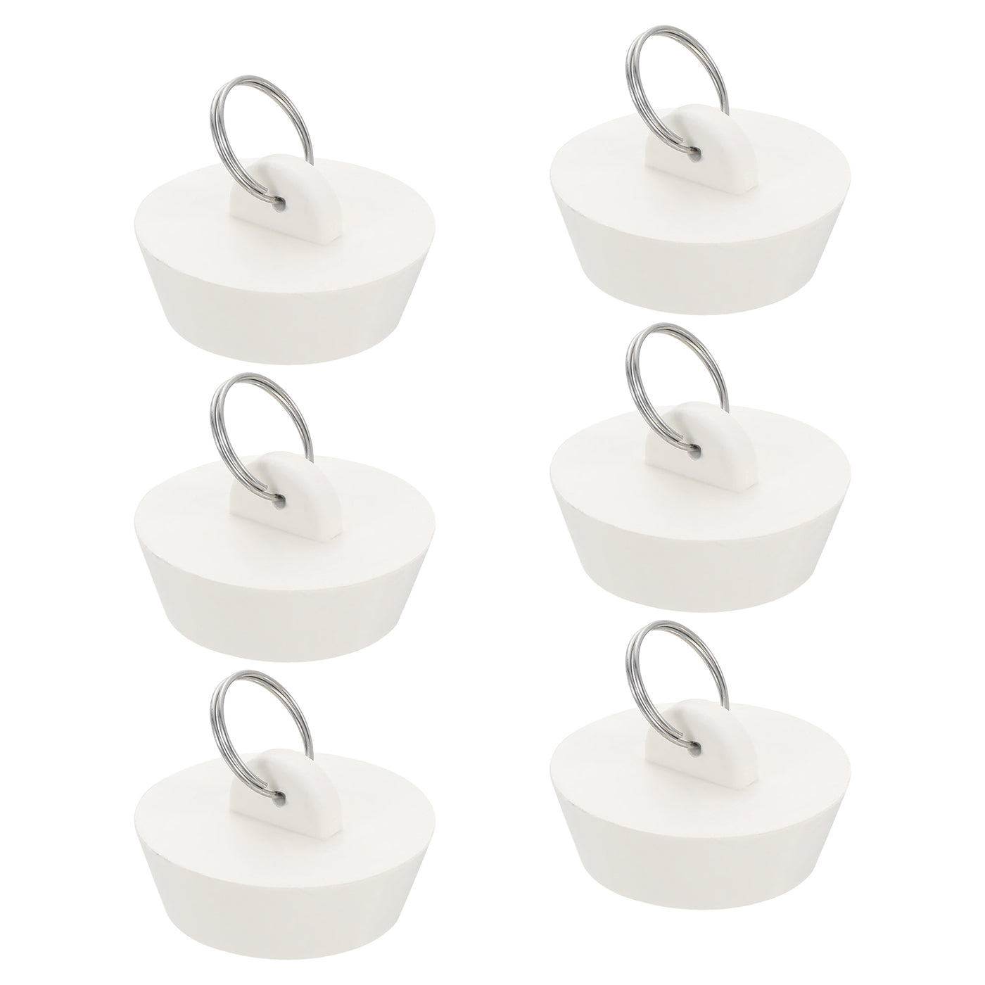 uxcell Uxcell 6pcs Rubber Drain Stopper with Hanging Ring Fits 1-1/2 Inch to 1-3/4 Inch, White