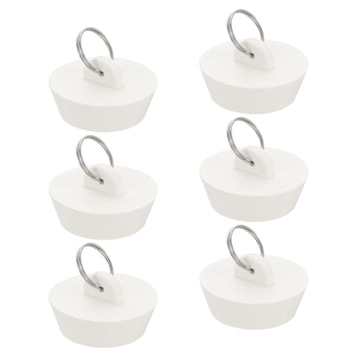 Harfington Uxcell 6pcs Rubber Drain Stopper with Hanging Ring Fits 1-1/2 Inch to 1-3/4 Inch, White