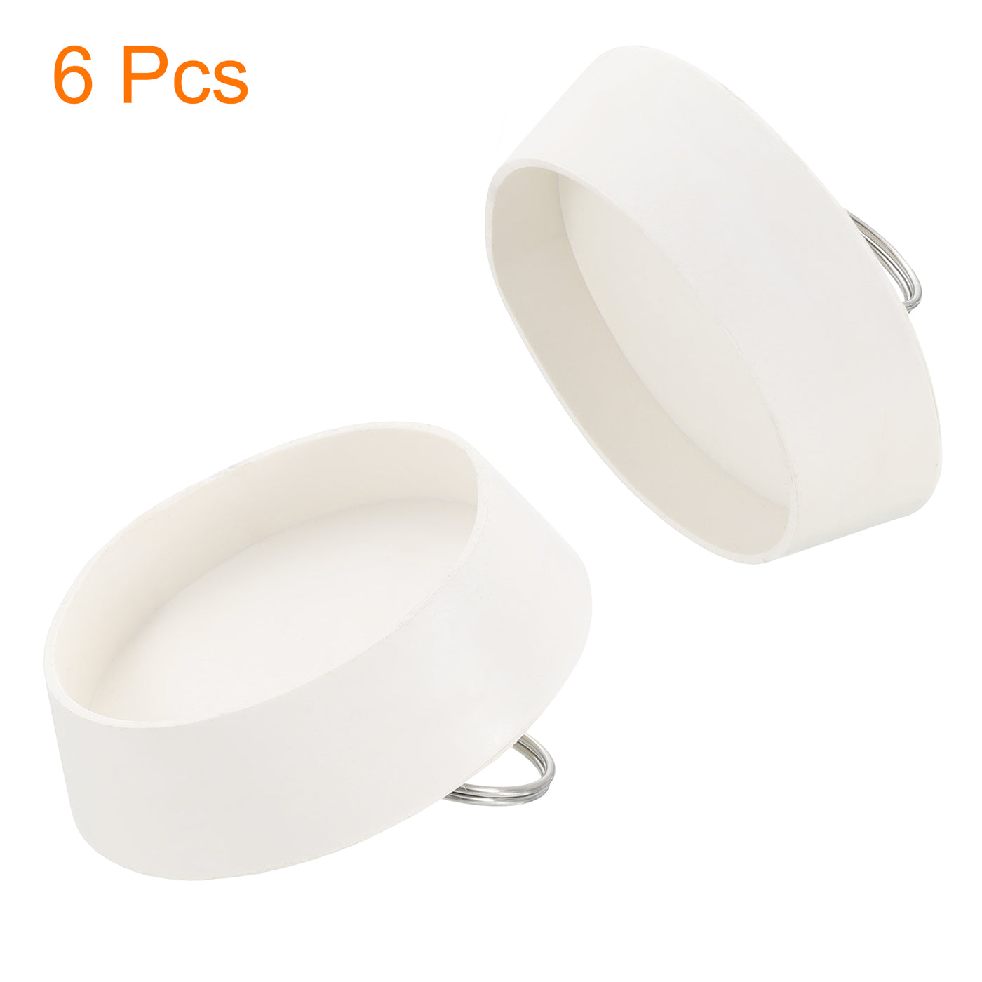 uxcell Uxcell 6pcs Rubber Drain Stopper with Hanging Ring Fits 1-3/4 Inch to 2 Inch, White