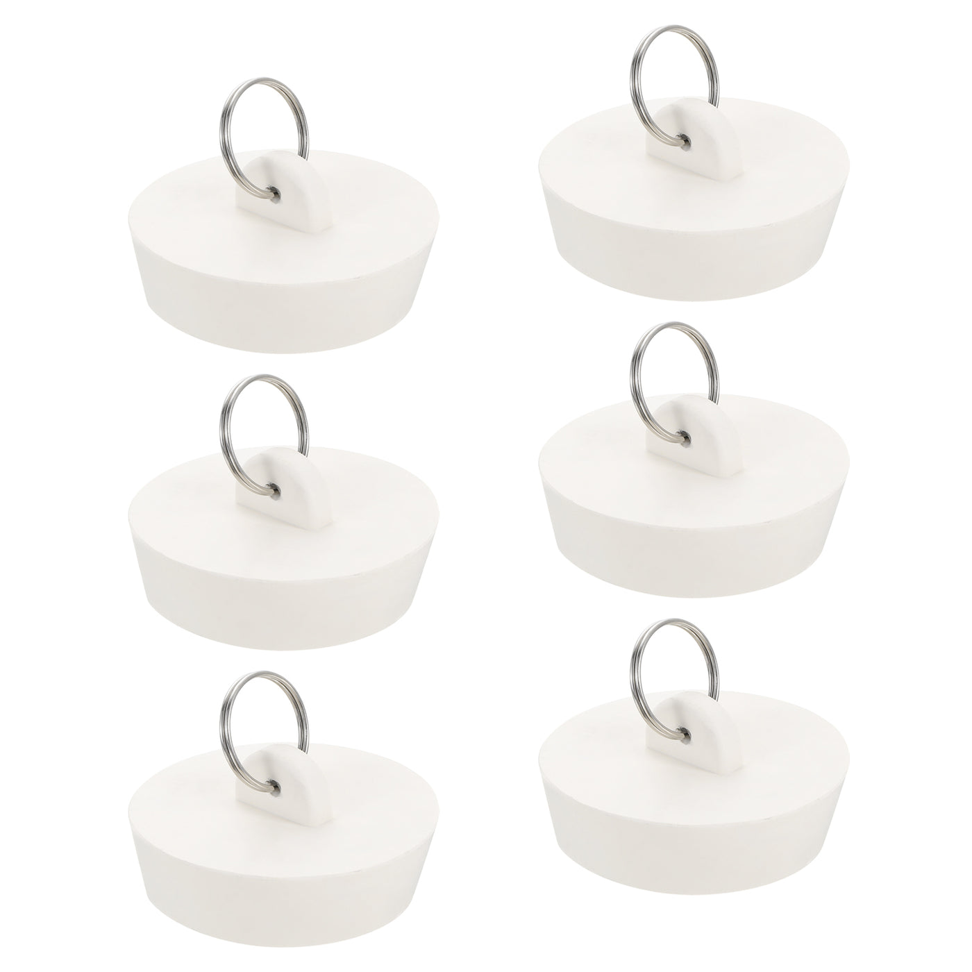 uxcell Uxcell 6pcs Rubber Drain Stopper with Hanging Ring Fits 1-3/4 Inch to 2 Inch, White