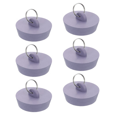 Harfington Uxcell 6pcs Rubber Drain Stopper with Hanging Ring Fits 1-3/4 Inch to 28 Inch, Grey