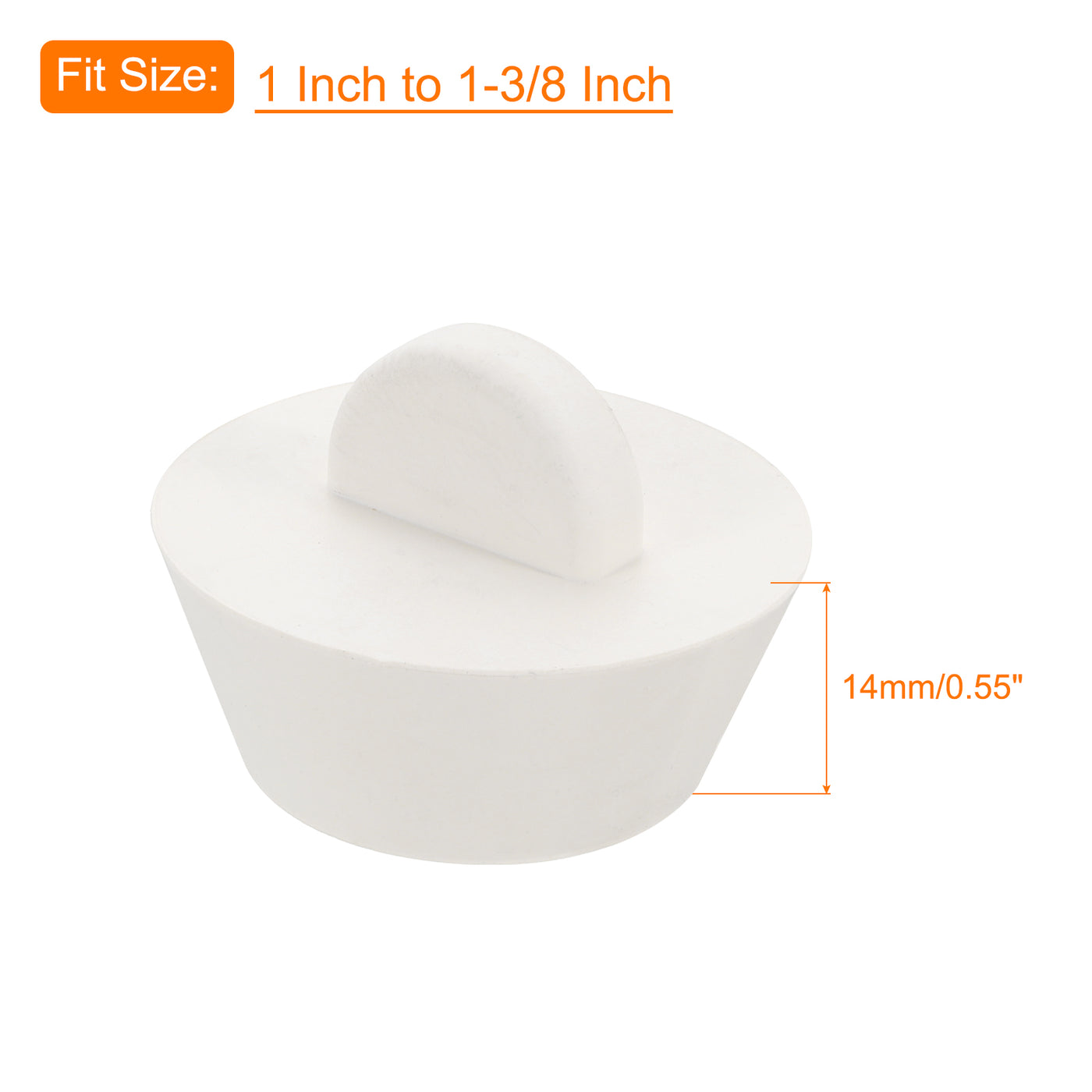 uxcell Uxcell 2pcs Rubber Drain Stopper Bathtub Drain Plug Fits 1 Inch to 1-3/8 Inch, White