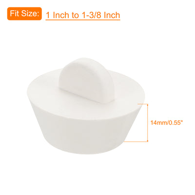 Harfington Uxcell 2pcs Rubber Drain Stopper Bathtub Drain Plug Fits 1 Inch to 1-3/8 Inch, White