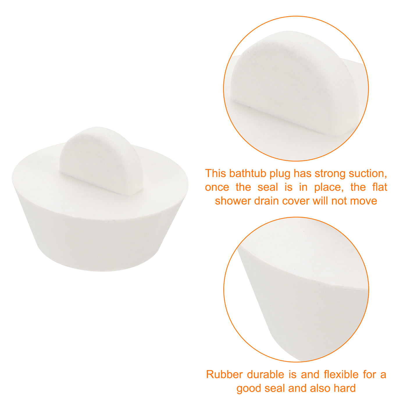 uxcell Uxcell 2pcs Rubber Drain Stopper Bathtub Drain Plug Fits 1 Inch to 1-3/8 Inch, White