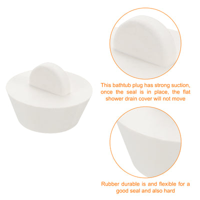 Harfington Uxcell 2pcs Rubber Drain Stopper Bathtub Drain Plug Fits 1 Inch to 1-3/8 Inch, White