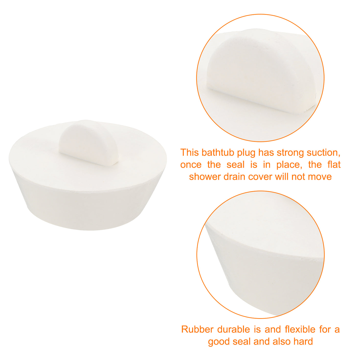 uxcell Uxcell 2pcs Rubber Drain Stopper Bathtub Plug Fits 1-1/2 Inch to 1-3/4 Inch, White