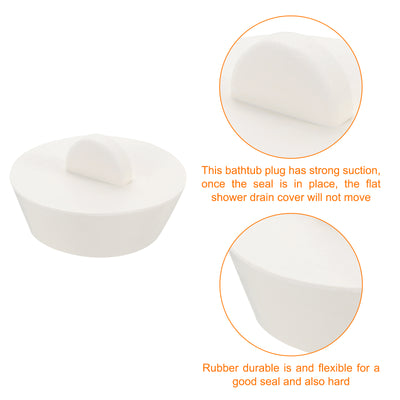 Harfington Uxcell 2pcs Rubber Drain Stopper Bathtub Plug Fits 1-1/2 Inch to 1-3/4 Inch, White