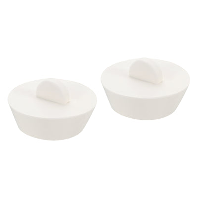 Harfington Uxcell 2pcs Rubber Drain Stopper Bathtub Plug Fits 1-1/2 Inch to 1-3/4 Inch, White