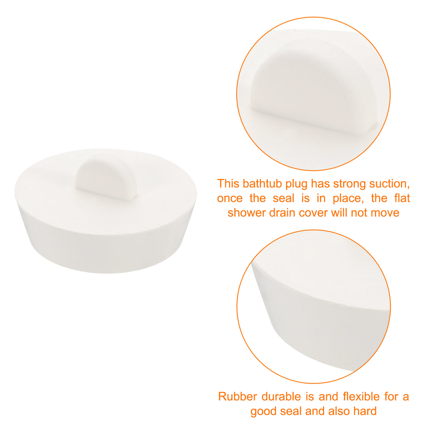 uxcell Uxcell 2pcs Rubber Drain Stopper Bathtub Drain Plug Fits 1-3/4 Inch to 2 Inch, White