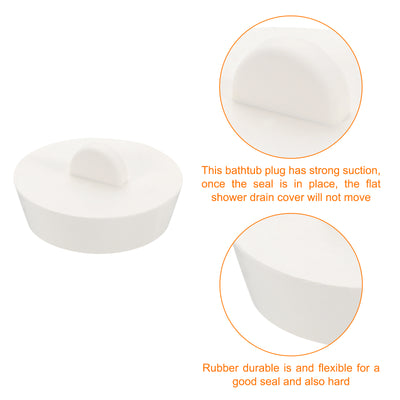 Harfington Uxcell 2pcs Rubber Drain Stopper Bathtub Drain Plug Fits 1-3/4 Inch to 2 Inch, White