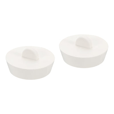 Harfington Uxcell 2pcs Rubber Drain Stopper Bathtub Drain Plug Fits 1-3/4 Inch to 2 Inch, White