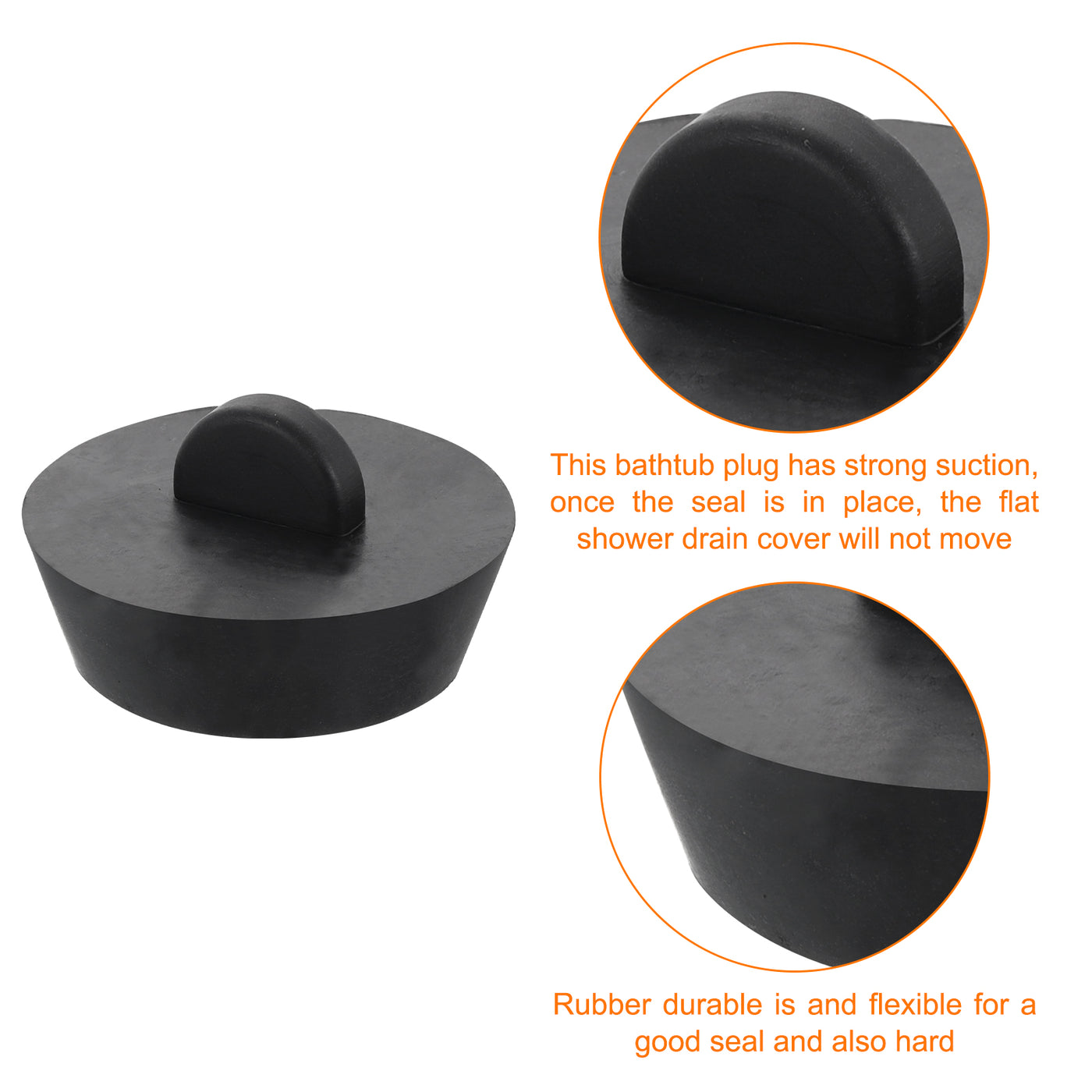 uxcell Uxcell 2pcs Rubber Drain Stopper Bathtub Plug Fits 1-1/2 Inch to 1-3/4 Inch, Black