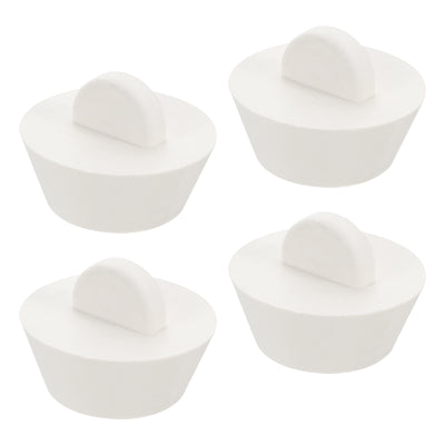 Harfington Uxcell 4pcs Rubber Drain Stopper Bathtub Drain Plug Fits 1 Inch to 1-3/8 Inch, White