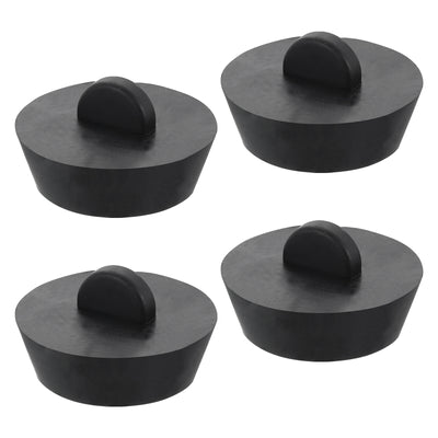 Harfington Uxcell 4pcs Rubber Drain Stopper Bathtub Plug Fits 1-1/2 Inch to 1-3/4 Inch, Black