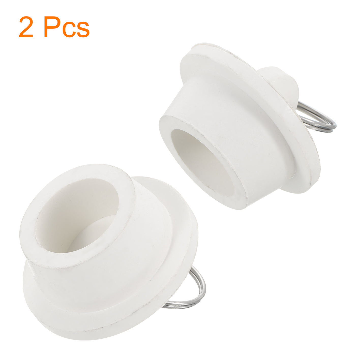 uxcell Uxcell 2pcs Rubber Drain Stopper with Hanging Ring Fits 1 Inch to 1-1/8 Inch, White