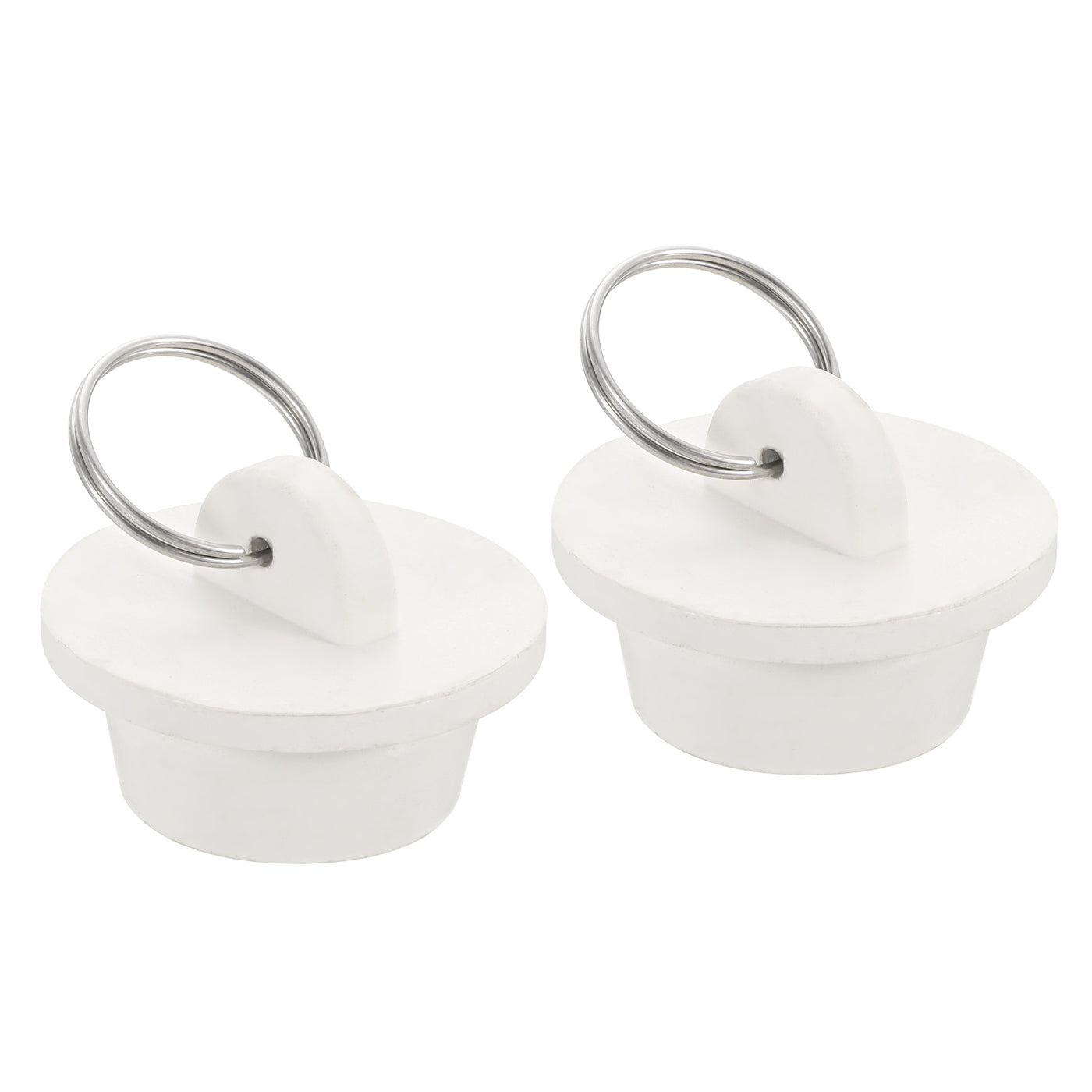 uxcell Uxcell 2pcs Rubber Drain Stopper with Hanging Ring Fits 1 Inch to 1-1/8 Inch, White