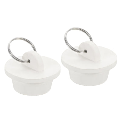 Harfington Uxcell 2pcs Rubber Drain Stopper with Hanging Ring Fits 1 Inch to 1-1/8 Inch, White